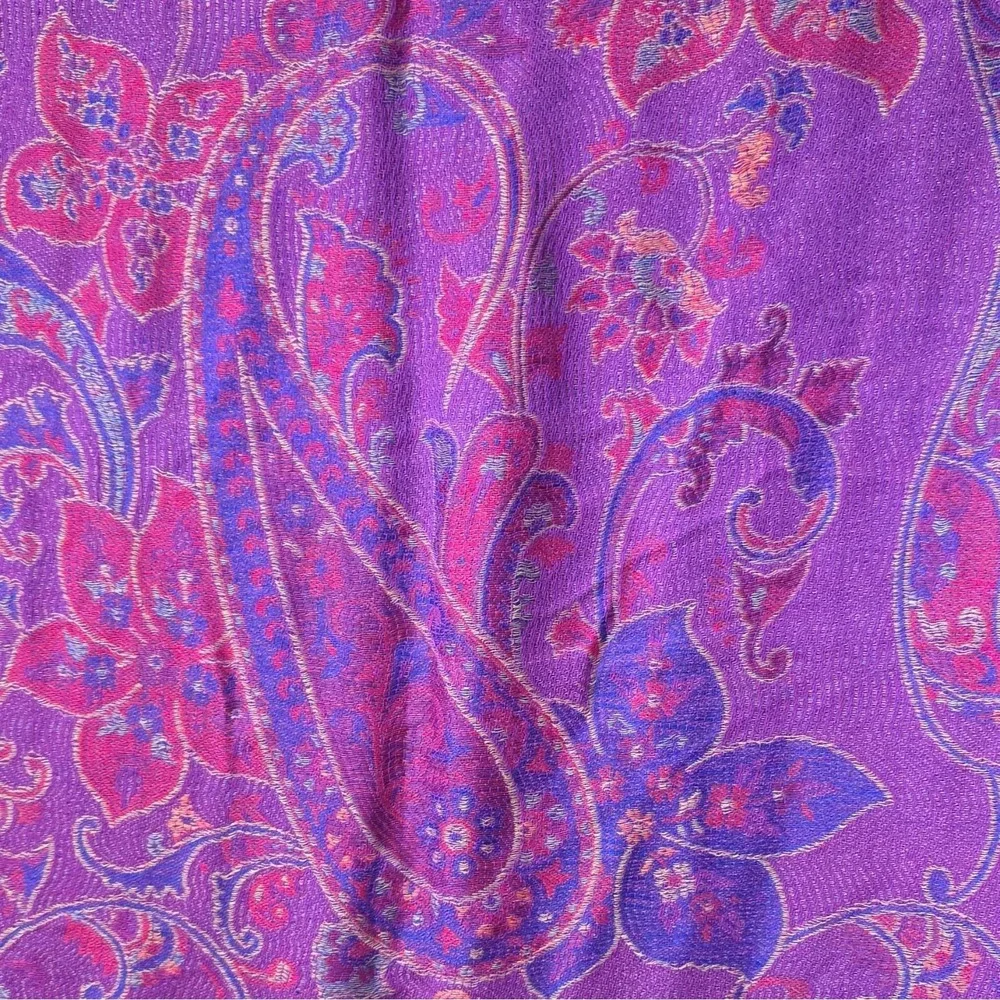 Gift From Jerusalem 100% Cashmere Purple Paisley Scarf/shawl with Fringe